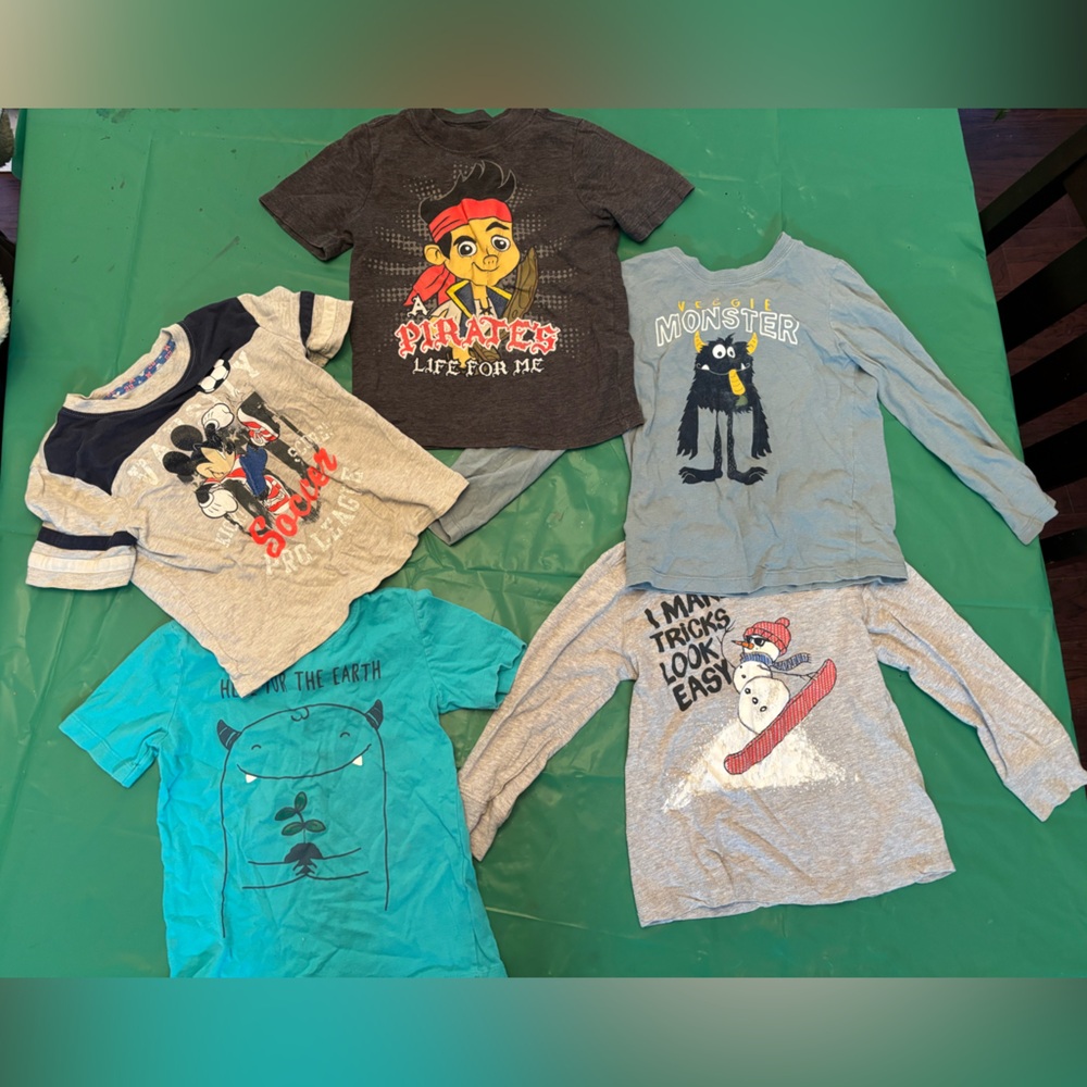 Kids Short long Sleeve shirt bundle toddler boy girl holiday travel athletic fun